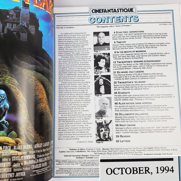 Cinefantastique Magazine Oct 1994 Tim Burton Scissorhands John Carpenter Ed Wood - Picture 3 of 7